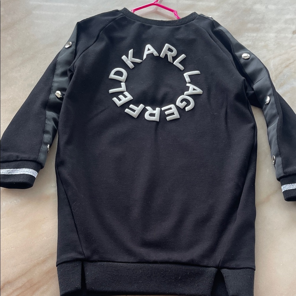 Karl Lagerfeld Kids Black and Gray Logo Sweatshirt